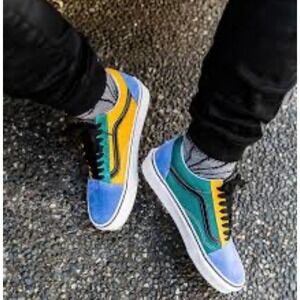 Vans Old Skool Color Block Suede Canvas Low Top Sneakers mens 8 Yacht Club